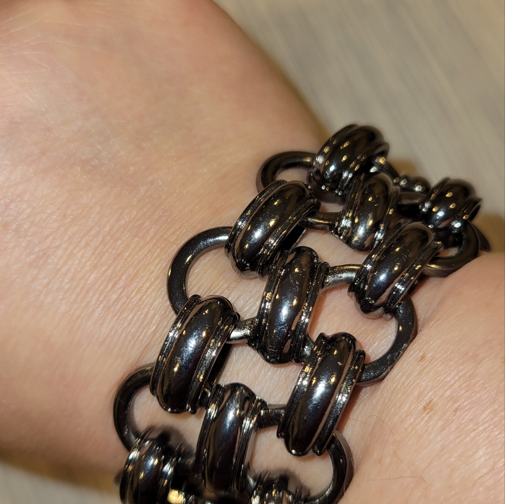 Black thick chrome bracelet